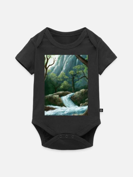 Forest River Wasserfall - Baby Premium Kurzarmbody - Schwarz