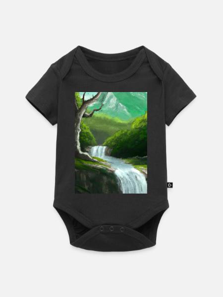Forest River Wasserfall - Baby Premium Kurzarmbody - Schwarz