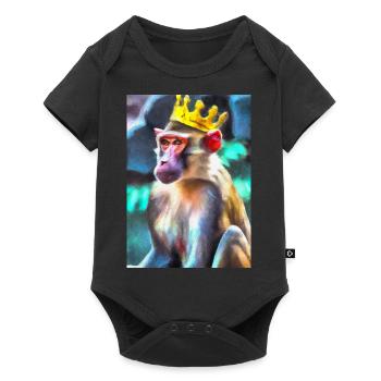 Affe mit Krone - Baby Premium Kurzarmbody - Schwarz - Vorne