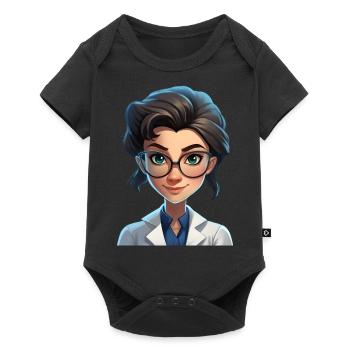 Cartoon Style Portrait - Woman Doctor/Scientist - Baby Premium short-sleeve bodysuit - black - Front