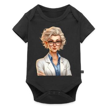 Portrait of a young woman in cartoon style - Baby Premium short-sleeve bodysuit - black - Front