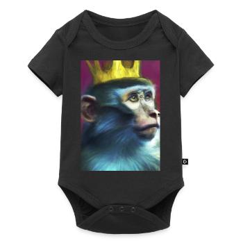 Affe mit Krone - Baby Premium Kurzarmbody - Schwarz - Vorne