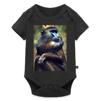 Affe mit Krone - Baby Premium Kurzarmbody - Schwarz - Vorne