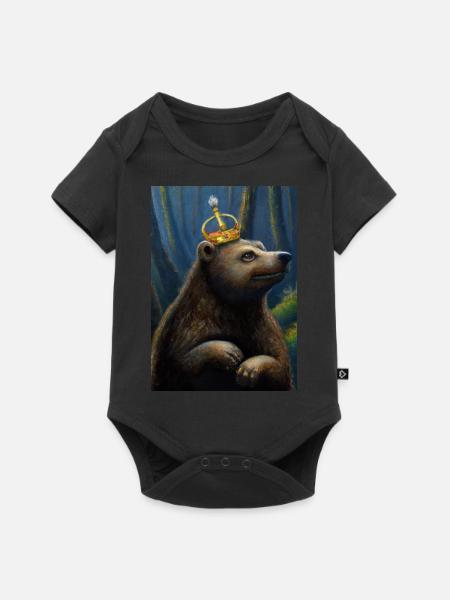 Bär mit Krone - Baby Premium Kurzarmbody - Schwarz