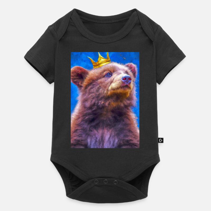 Bär mit Krone - Baby Premium Kurzarmbody - Schwarz