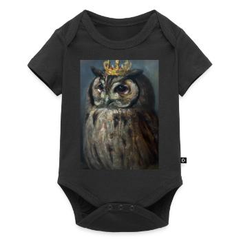 Eule mit Krone - Baby Premium Kurzarmbody - Schwarz - Vorne