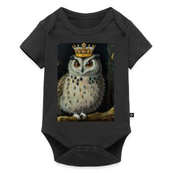 Eule mit Krone - Baby Premium Kurzarmbody - Schwarz - Vorne