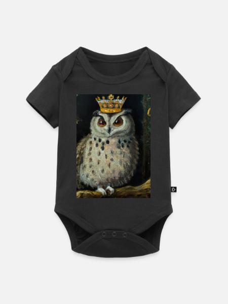 Eule mit Krone - Baby Premium Kurzarmbody - Schwarz
