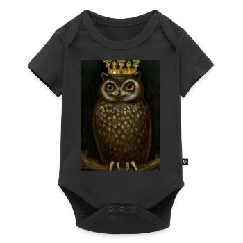 Eule mit Krone - Baby Premium Kurzarmbody - Schwarz - Vorne