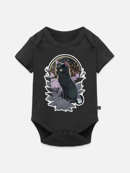 Schwarze Katze im Gothic-Stil - Baby Premium Kurzarmbody - Schwarz
