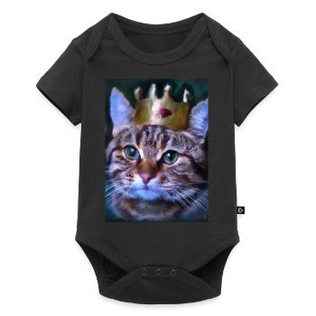 Katze mit Krone - Baby Premium Kurzarmbody - Schwarz - Vorne