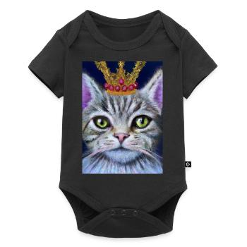 Katze mit Krone - Baby Premium Kurzarmbody - Schwarz - Vorne