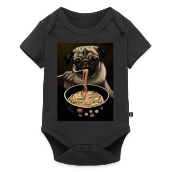 Hund frisst Ramen - Baby Premium Kurzarmbody - Schwarz - Vorne