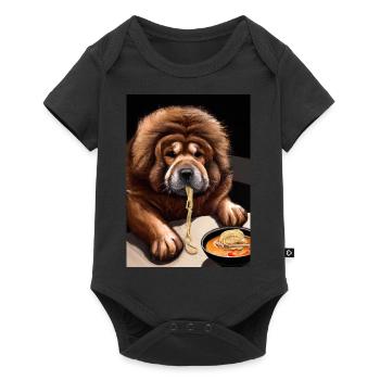 Hund frisst Ramen - Baby Premium Kurzarmbody - Schwarz - Vorne