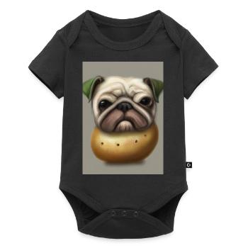 Kartoffel-Hund-Gesicht - Baby Premium Kurzarmbody - Schwarz - Vorne