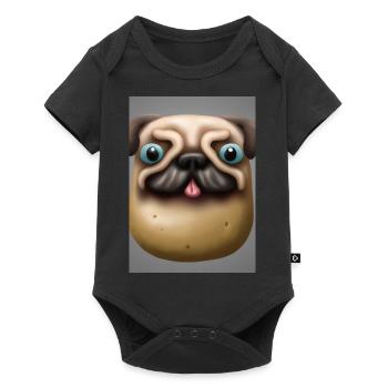 Kartoffel-Hund-Gesicht - Baby Premium Kurzarmbody - Schwarz - Vorne