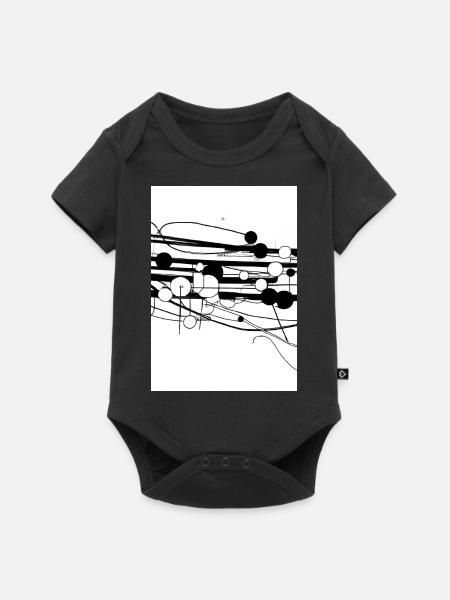 Linien und Punkte - Baby Premium Kurzarmbody - Schwarz
