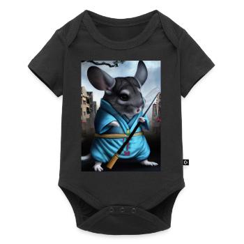 Chinchilla im Ninja-Kostüm - Baby Premium Kurzarmbody - Schwarz - Vorne