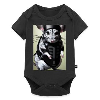 Chinchilla im Ninja-Kostüm - Baby Premium Kurzarmbody - Schwarz - Vorne
