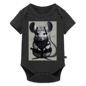 Chinchilla im Ninja-Kostüm - Baby Premium Kurzarmbody - Schwarz - Vorne