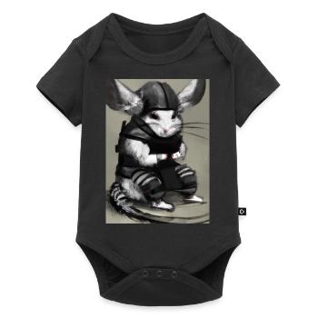 Chinchilla im Ninja-Kostüm - Baby Premium Kurzarmbody - Schwarz - Vorne