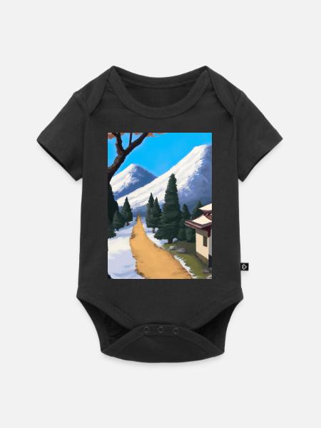 Pfad zu einem Berg - Baby Premium Kurzarmbody - Schwarz