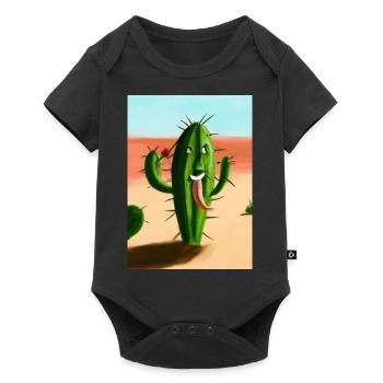Lachender Kaktus in der Wüste - Baby Premium Kurzarmbody - Schwarz - Vorne