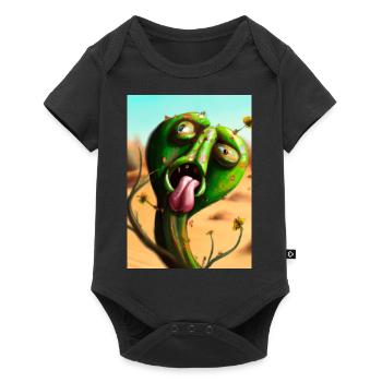 Lachender Kaktus in der Wüste - Baby Premium Kurzarmbody - Schwarz - Vorne