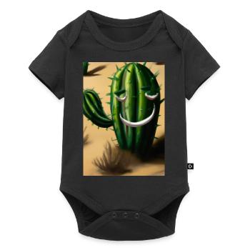 Lachender Kaktus in der Wüste - Baby Premium Kurzarmbody - Schwarz - Vorne