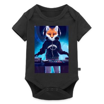 Fox am DJ-Pult - Baby Premium Kurzarmbody - Schwarz - Vorne
