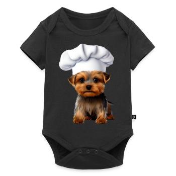 Yorkshire Terrier Restaurateur Chien Chiot Cuisine Chien - Body à manches courtes Premium Bébé - noir - Devant