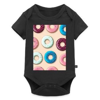 Donuts-Muster - Baby Premium Kurzarmbody - Schwarz - Vorne