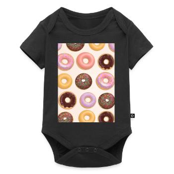 Donuts-Muster - Baby Premium Kurzarmbody - Schwarz - Vorne