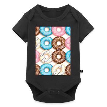 Donuts-Muster - Baby Premium Kurzarmbody - Schwarz - Vorne