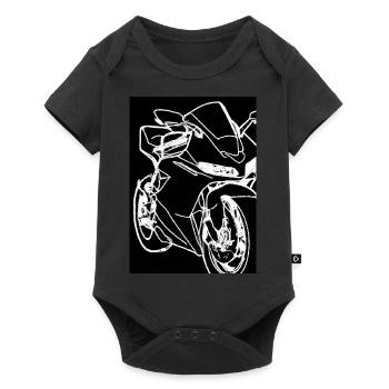 Umriss Motorrad - Baby Premium Kurzarmbody - Schwarz - Vorne