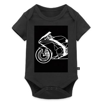 Umriss Motorrad - Baby Premium Kurzarmbody - Schwarz - Vorne