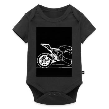 Umriss Motorrad - Baby Premium Kurzarmbody - Schwarz - Vorne