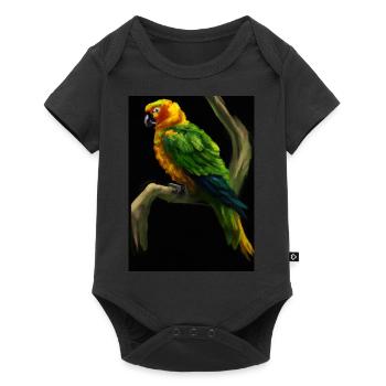 Papagei auf einem Baum - Baby Premium Kurzarmbody - Schwarz - Vorne