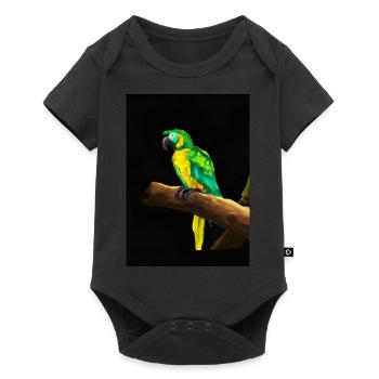 Papagei auf einem Baum - Baby Premium Kurzarmbody - Schwarz - Vorne