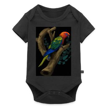 Papagei auf einem Baum - Baby Premium Kurzarmbody - Schwarz - Vorne