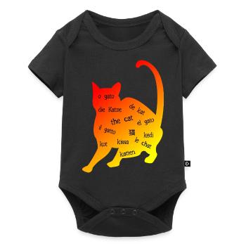 Multilingue 'Cat' - Design créatif - Body à manches courtes Premium Bébé - noir - Devant