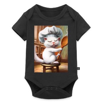Chefkoch Katze - Baby Premium Kurzarmbody - Schwarz - Vorne