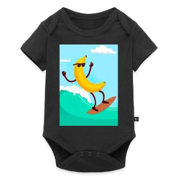 Surfen Banane - Baby Premium Kurzarmbody - Schwarz - Vorne