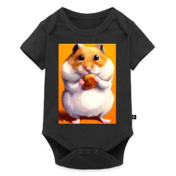 Hamster frisst - Baby Premium Kurzarmbody - Schwarz - Vorne