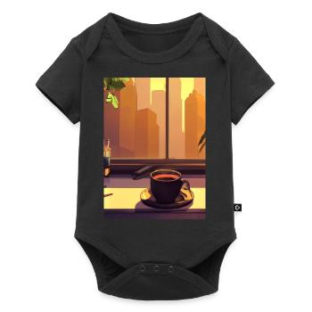 Fenster Kaffee Sonne - Baby Premium Kurzarmbody - Schwarz - Vorne