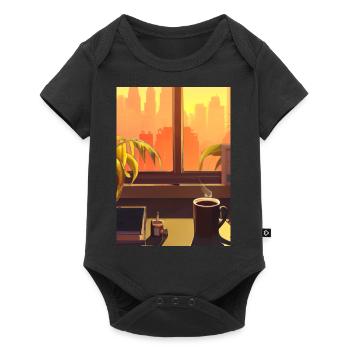 Fenster Kaffee Sonne - Baby Premium Kurzarmbody - Schwarz - Vorne