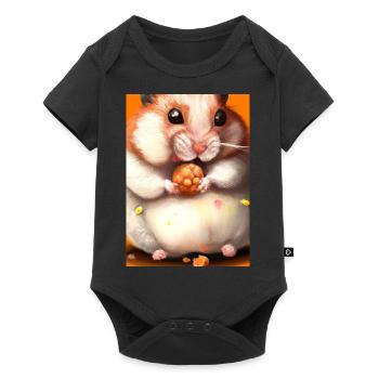 Hamster frisst - Baby Premium Kurzarmbody - Schwarz - Vorne