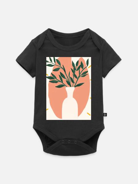 Florale Blumenformen - Baby Premium Kurzarmbody - Schwarz