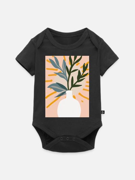 Florale Blumenformen - Baby Premium Kurzarmbody - Schwarz