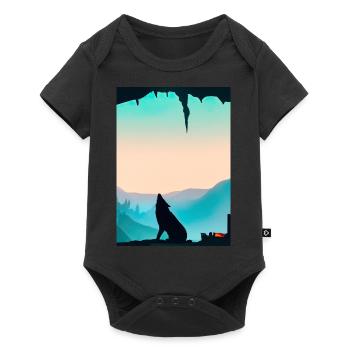 Wolf bei Nacht - Baby Premium Kurzarmbody - Schwarz - Vorne